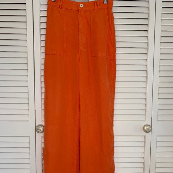 Zara orange wide leg pant - Picture 1 of 5